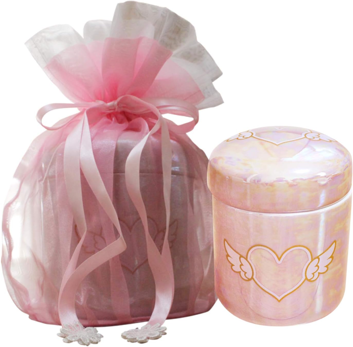 エンジェルハート 骨壺 2色 レース 骨壷カバー セット 6寸 骨袋 切立 骨